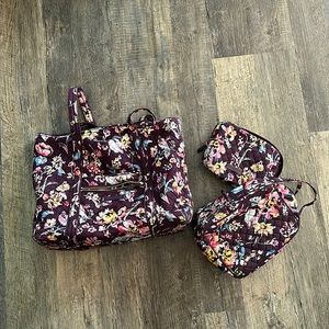 Vera Bradley set; lunch box, bag, and makeup case